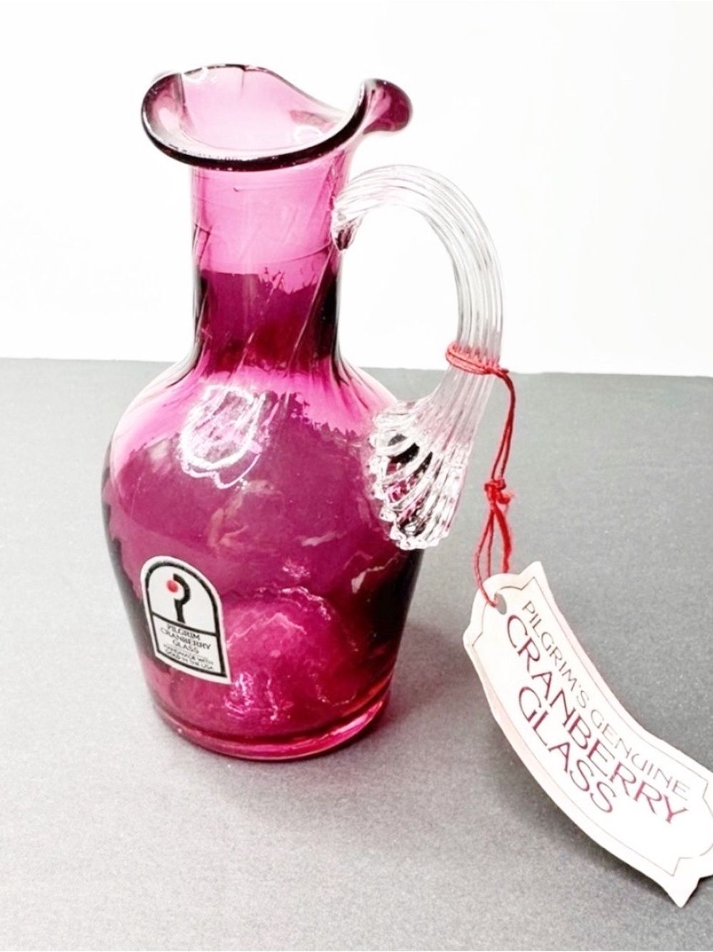 Pilgrim Cranberry Glass Pitcher Vase - Pink Cranberry